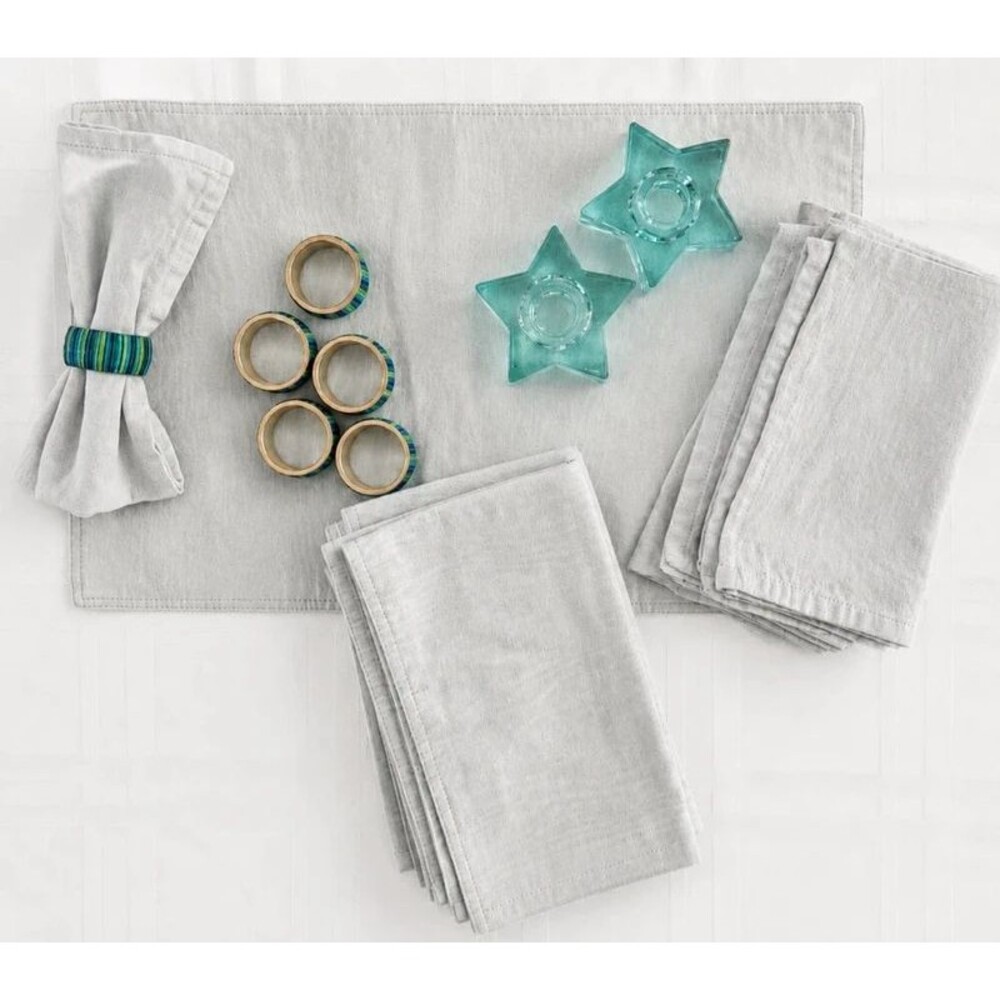 Martha Stewart Collection Aqua Blue Cotton Placemats Set of 6